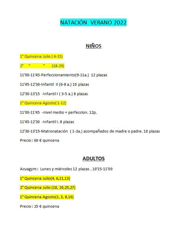 cursos natacion